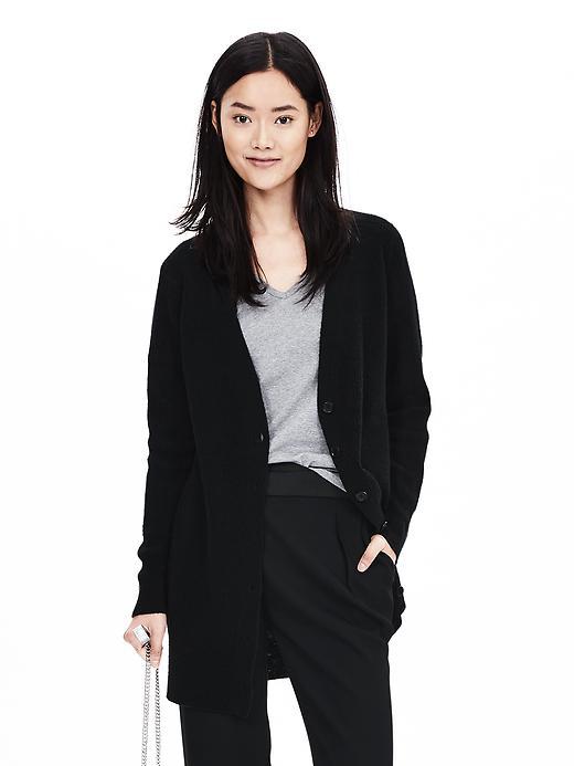 Banana Republic Womens Ribbed Long Sweater Cardigan Size L - Black