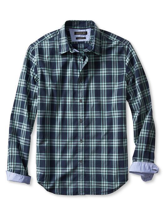 Banana Republic Mens Camden Fit Custom 078 Wash Bold Check Shirt Size L - Surf Spray