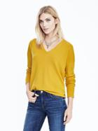 Banana Republic Womens Todd &amp; Duncan Cashmere Vee Pullover Size L - Bright Celery