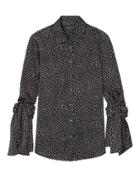 Banana Republic Womens Dillon-fit Tie-sleeve Shirt Black Size L