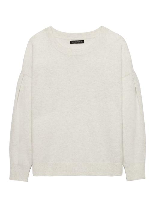 Banana Republic Womens Feather-touch Rounded Sleeve Crew-neck Sweater Heather Gray Size L