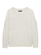 Banana Republic Womens Feather-touch Rounded Sleeve Crew-neck Sweater Heather Gray Size L