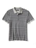 Banana Republic Mens Stripe Pique Polo Size L Tall - Gray Texture