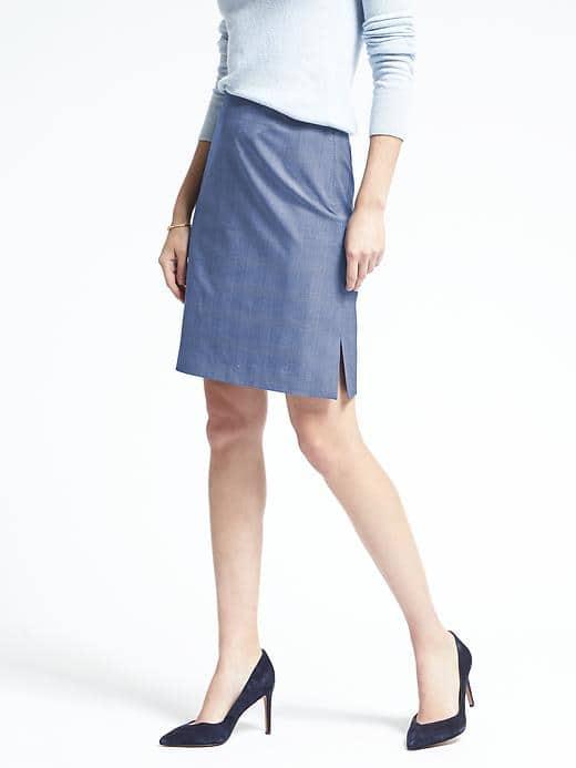 Banana Republic Womens Lightweight Wool A Line Side Slit Plaid Skirt - Plaid