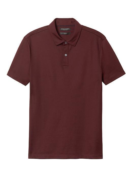Banana Republic Mens Slim Luxury Touch Mix Texture Polo - Burgundy