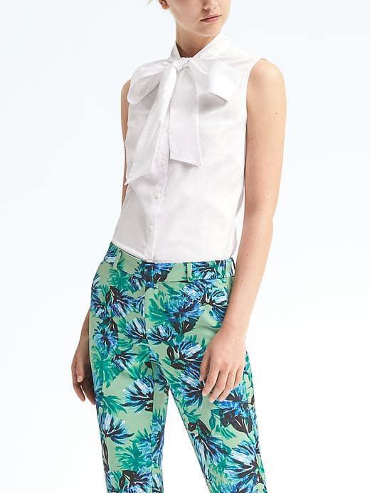 Banana Republic Riley Fit Bow Neck Shirt - White