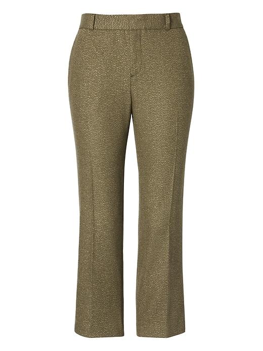 Banana Republic Womens Logan Trouser-fit Cropped Metallic Flannel Pant Olive & Gold Size 6