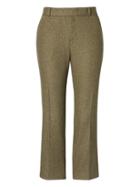 Banana Republic Womens Logan Trouser-fit Cropped Metallic Flannel Pant Olive & Gold Size 6