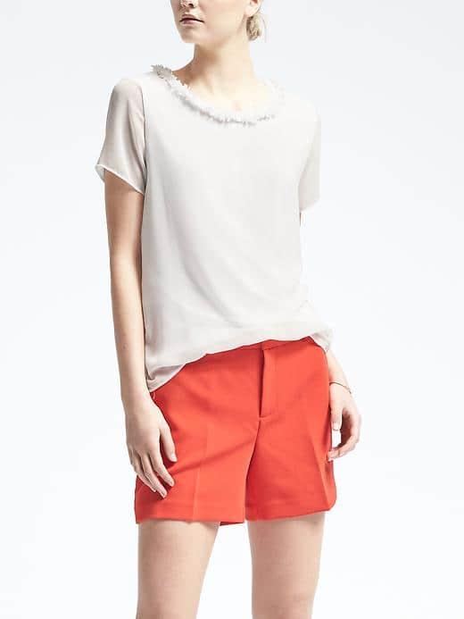 Banana Republic Fringe Trim Top - White