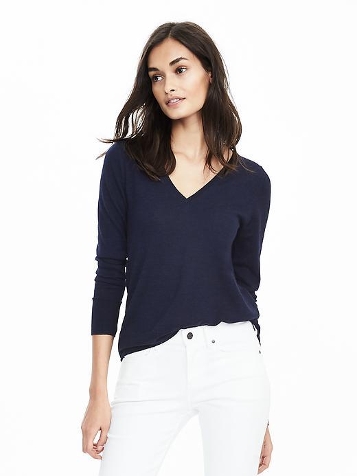 Banana Republic Womens Merino Wool Trapeze Pullover Size L - Midnight Navy
