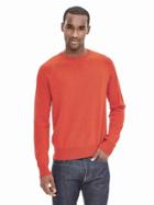 Banana Republic Mens Todd &amp; Duncan Cashmere Baseball Crew Pullover Size L Tall - Orange Lava