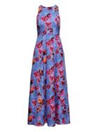 Banana Republic Womens Floral Contrast Stitch Maxi Dress Blue Print Size 6