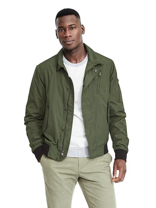 Banana Republic Mens Modern Flight Bomber Jacket - Olive