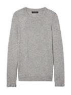 Banana Republic Womens Italian Superloft Ruffle Cuff Crew - Heather Light Gray