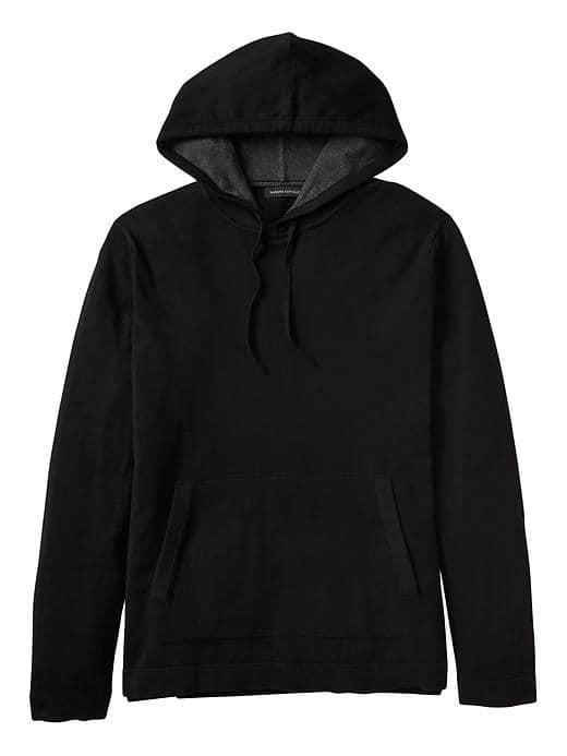 Banana Republic Mens Supima Cotton Sweater Hoodie - Black