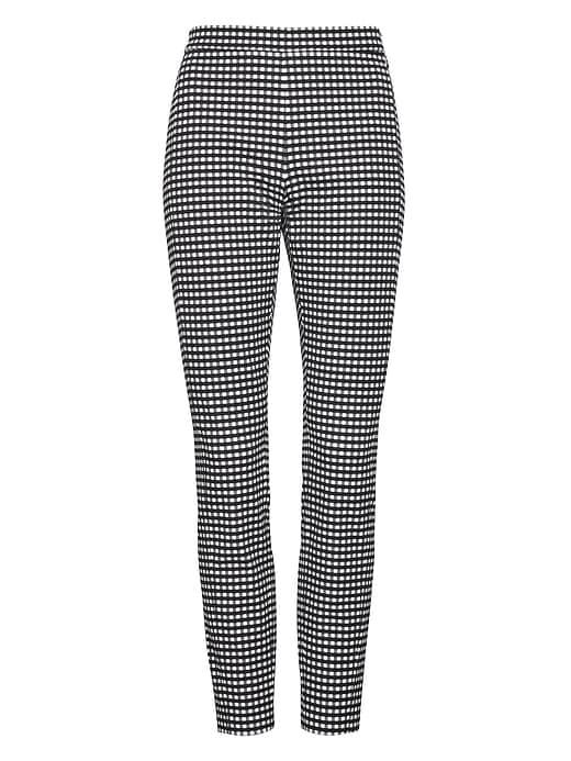 Banana Republic Womens Devon Legging-fit Gingham Bi-stretch Pant Black & White Size 0