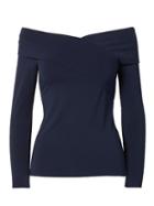 Banana Republic Womens Stretch Cotton-modal Off-the-shoulder Top Navy Size Xl