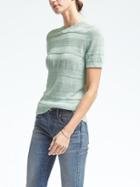 Banana Republic Womens Italian Linen Short Sleeve Pullover - Frosted Aqua