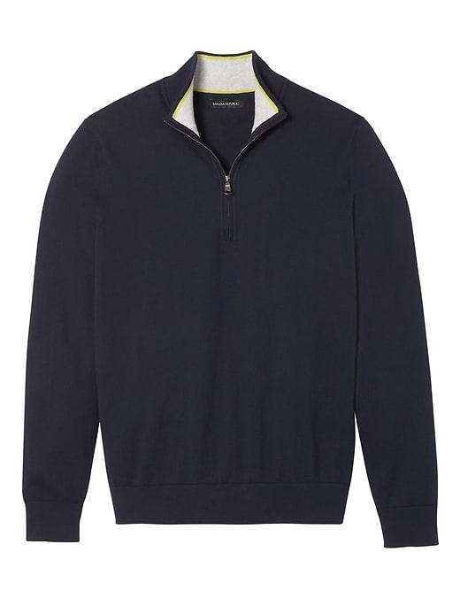 Banana Republic Mens Pima Cotton Cashmere Half-zip Sweater Navy Size S