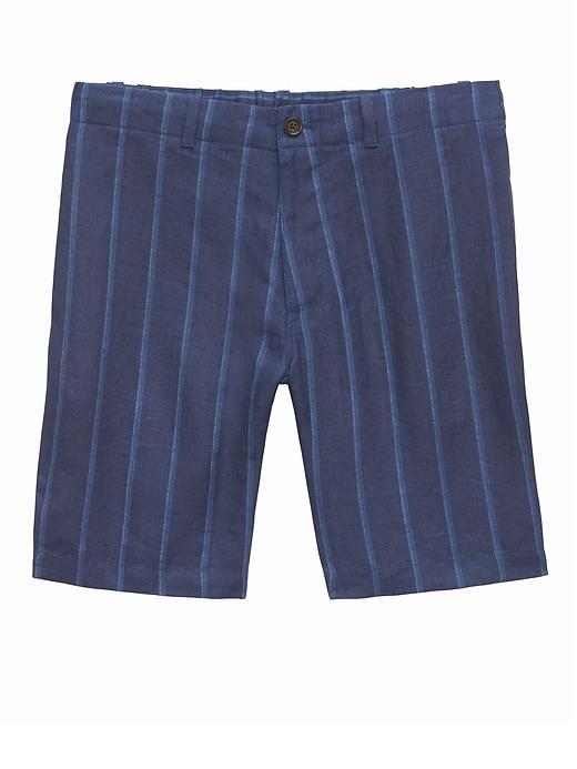 Banana Republic Mens 9 Linen Aiden Slim Stripe Short Blasted Indigo Size 33w