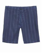 Banana Republic Mens 9 Linen Aiden Slim Stripe Short Blasted Indigo Size 33w