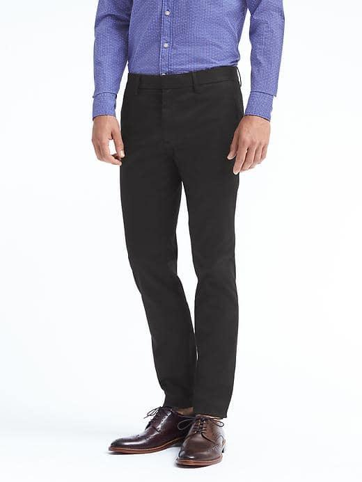 Banana Republic Mens Fulton Skinny Rapid Movement Chino - Black