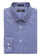 Banana Republic Mens Grant Slim-fit Non-iron Stretch Check Shirt Comet Blue Size S