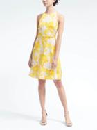 Banana Republic Womens Floral Fit And Flare Dress - Yellow Floral