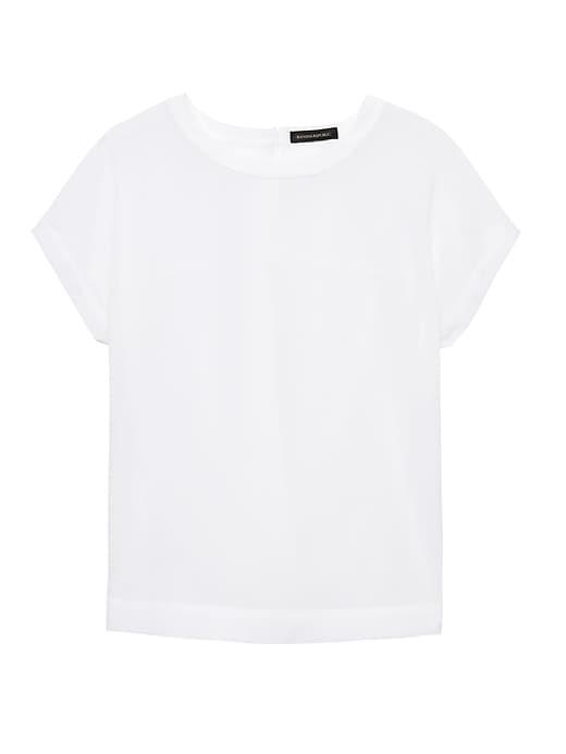 Banana Republic Womens Petite Perfect Tee White Size S