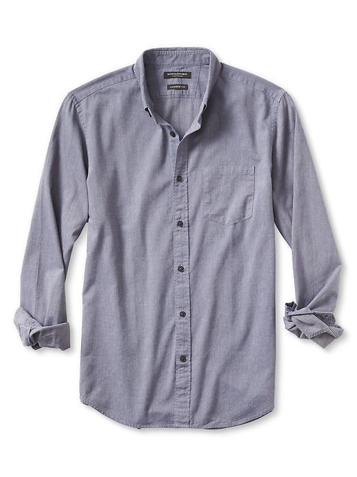 Banana Republic Mens Camden Fit Luxe Flannel Solid Shirt Size L Tall - Blue Heather