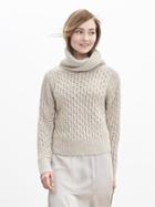 Banana Republic Womens Honeycomb Turtleneck Pullover Size L - Oyster