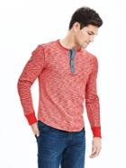 Banana Republic Mens Plaited Henley Size L Tall - Red