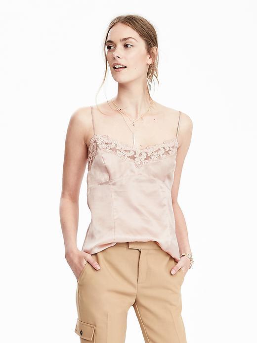 Banana Republic Hertiage Lace Cami Size 0 Petite - White Peach