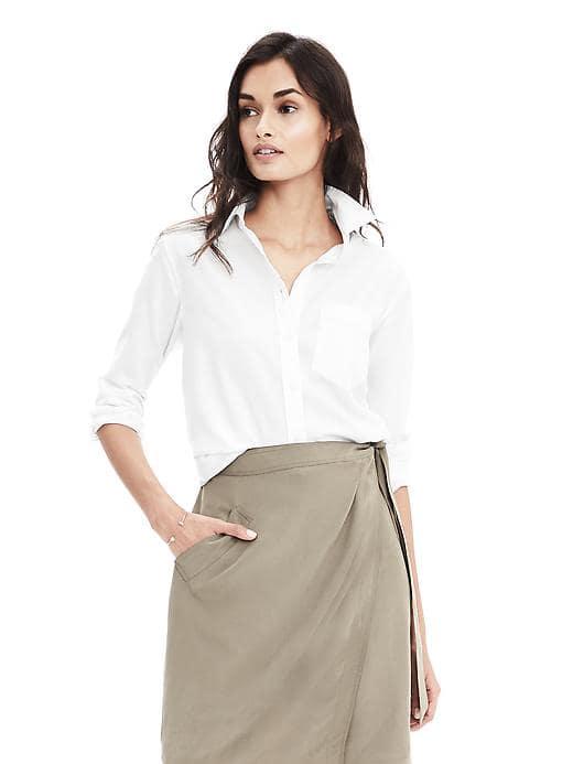 Banana Republic Womens Dillon Fit Oxford Pocket Shirt - White