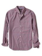 Banana Republic Mens Grant Fit Red Print Custom 078 Wash Shirt - Red