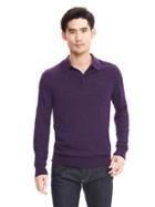 Banana Republic Extra Fine Merino Wool Sweater Polo Size L Tall - Dynasty Purple