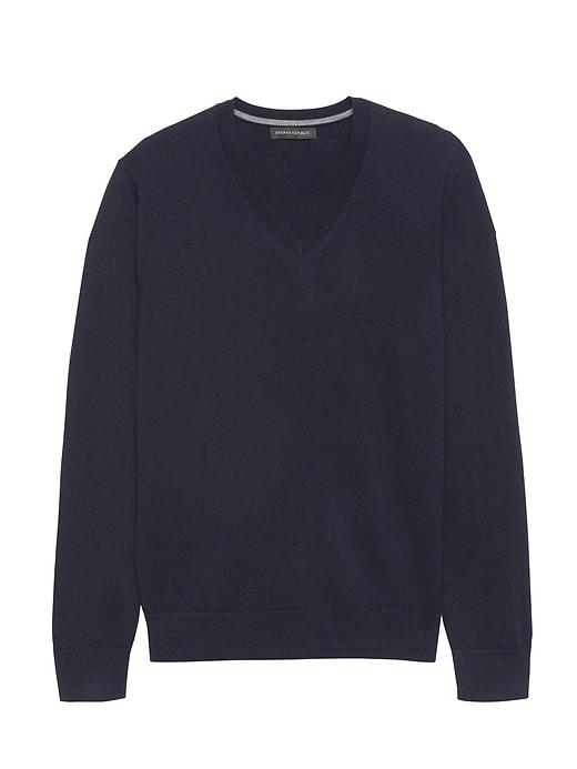 Banana Republic Mens Extra-fine Italian Merino Wool V-neck Sweater Navy Size Xl
