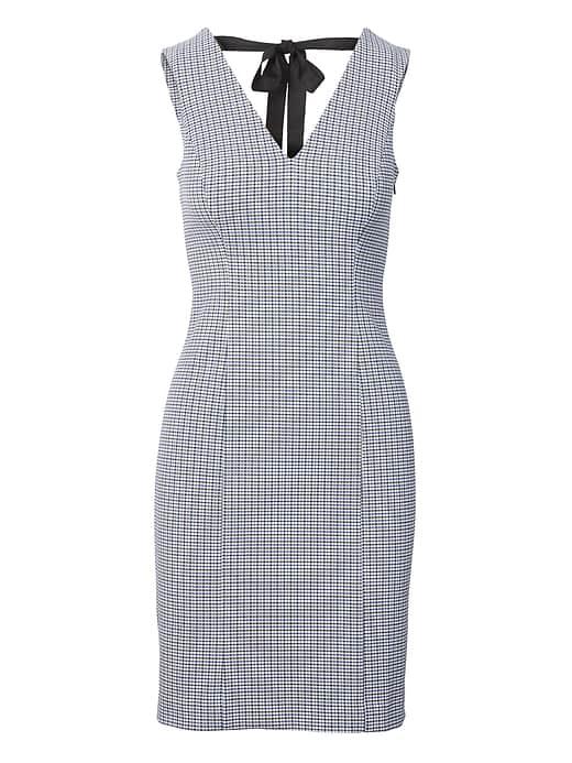 Banana Republic Womens Check Tie-back Sheath Dress Deep Royal Blue Check Size 12