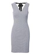 Banana Republic Womens Check Tie-back Sheath Dress Deep Royal Blue Check Size 12