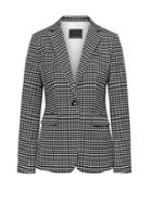 Banana Republic Womens Long And Lean-fit Bi-stretch Gingham Blazer Black Print Size 6