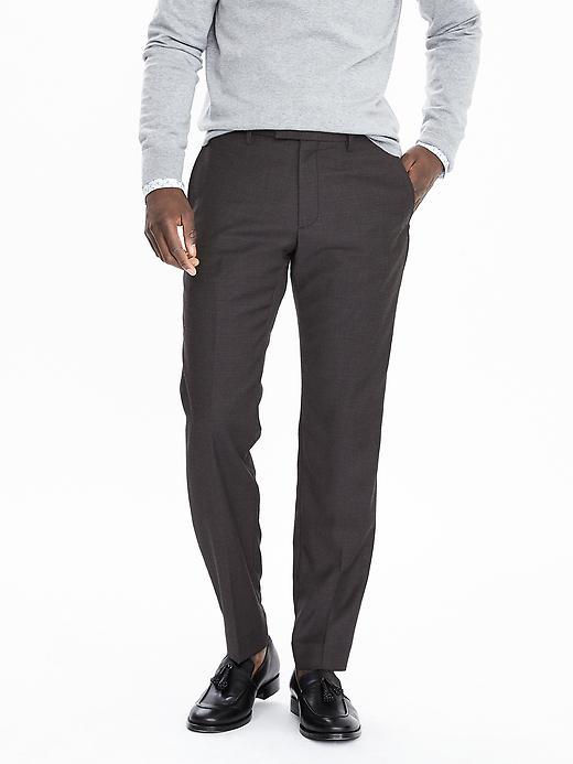 Banana Republic Mens Modern Slim Micro Print Nanotex Wool Pant Size 32w 36l Tall - Charcoal