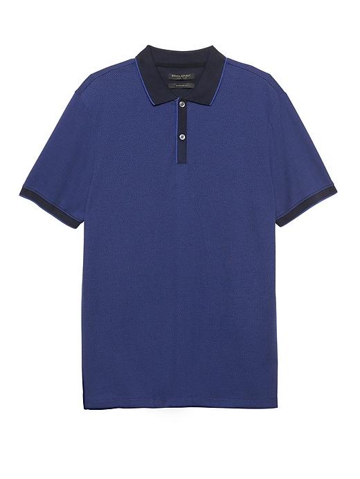 Banana Republic Mens Luxury-touch Jacquard Tipped Polo Shirt Navy Size S