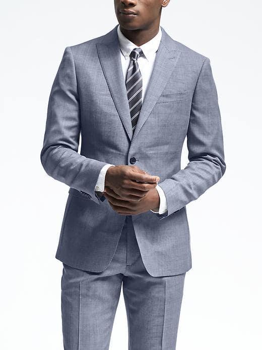 Banana Republic Mens Slim Light Blue Wool Suit Jacket - Light Blue