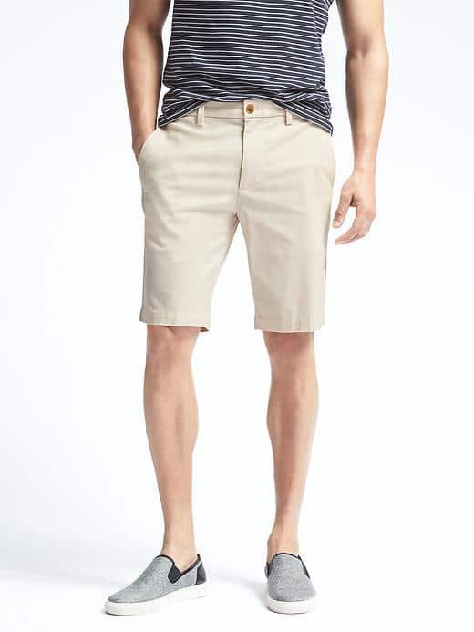 Banana Republic Mens Aiden Slim Stretch Cotton Short - Cream