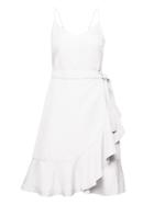 Banana Republic Womens Linen-blend Ruffle Wrap Dress White Size 10