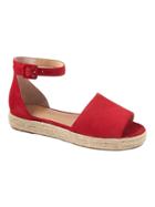 Banana Republic Womens Peep-toe Flatform Espadrille Sandal Ruby Red Suede Size 8 1/2