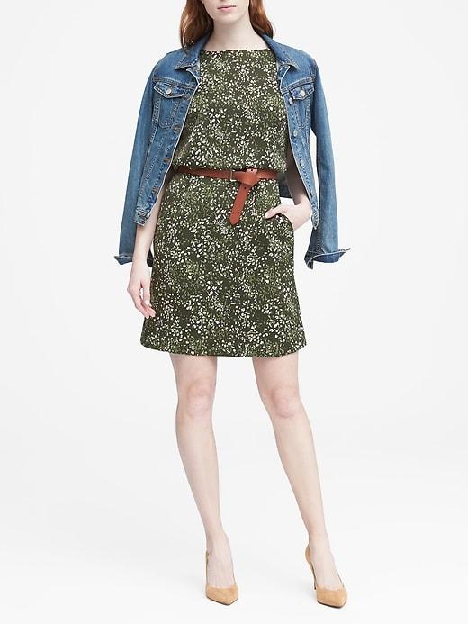 Banana Republic Womens Watercolor Print Drape Back Dress Green Print Size 0