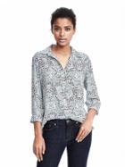 Banana Republic Womens Dillon Fit Floral Blouse Size L Tall - Mint