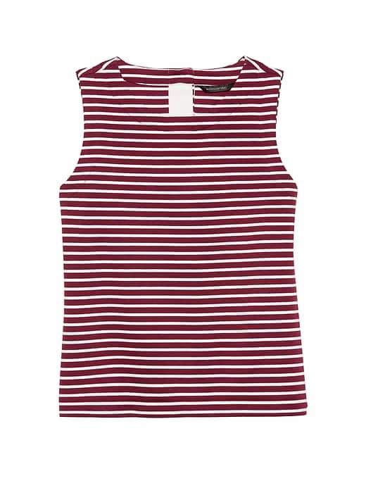 Banana Republic Womens Stripe Button-back Shell Red Stripe Size M
