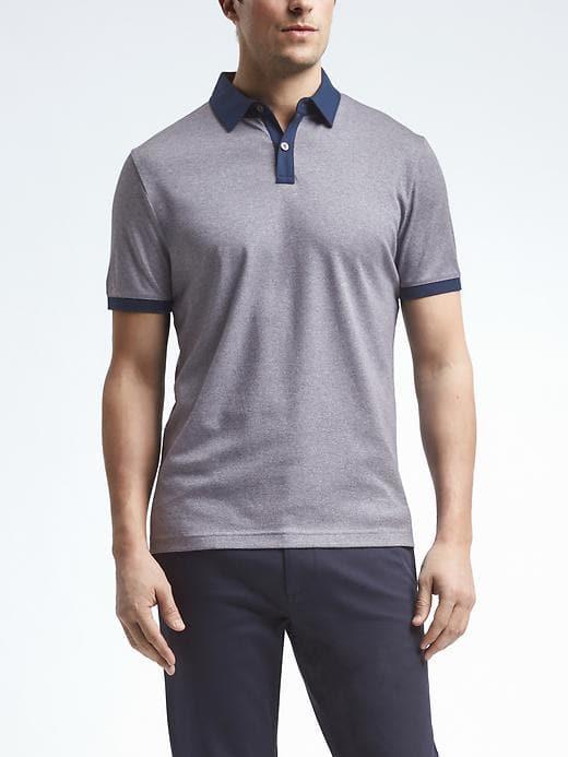 Banana Republic Luxury Touch Heathered Polo - Navy